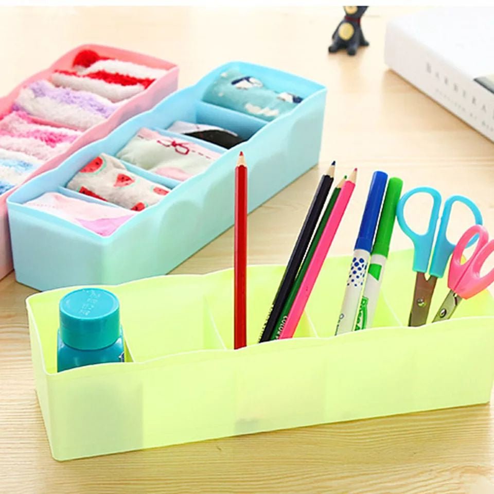 1 Pcs 5 Grid Multipurpose Divider Storage Box | Random Colors - Flashkart Pakistan