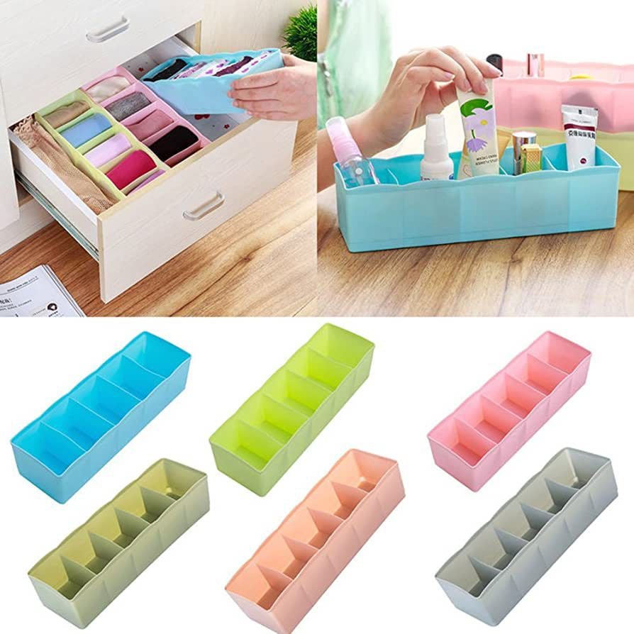 1 Pcs 5 Grid Multipurpose Divider Storage Box | Random Colors - Flashkart Pakistan