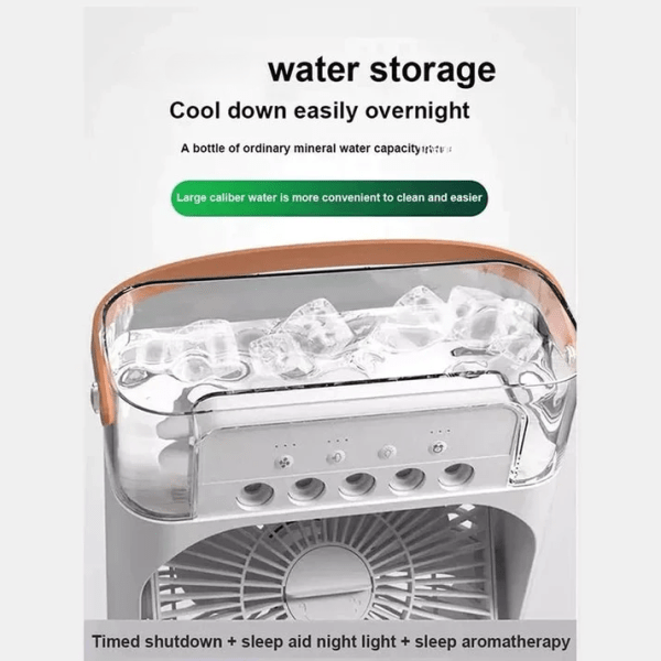 10 Inches | Large Size Portable Air Conditioner Fan | Usb Electric Fan With Led Night Light, Fine Mist Water, And Humidifier Function | Led Night Light Water Mist | Random Color - Flashkart Pakistan