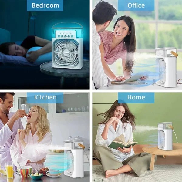 10 Inches | Large Size Portable Air Conditioner Fan | Usb Electric Fan With Led Night Light, Fine Mist Water, And Humidifier Function | Led Night Light Water Mist | Random Color - Flashkart Pakistan