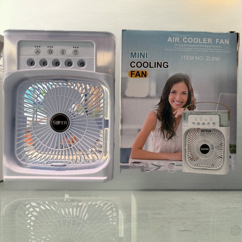 10 Inches | Large Size Portable Air Conditioner Fan | Usb Electric Fan With Led Night Light, Fine Mist Water, And Humidifier Function | Led Night Light Water Mist | Random Color - Flashkart Pakistan