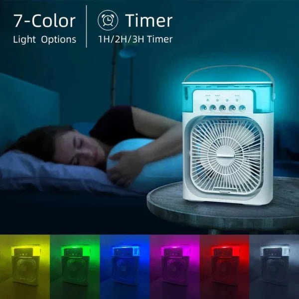 10 Inches | Large Size Portable Air Conditioner Fan | Usb Electric Fan With Led Night Light, Fine Mist Water, And Humidifier Function | Led Night Light Water Mist | Random Color - Flashkart Pakistan