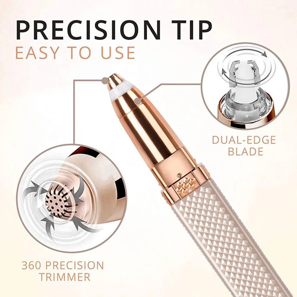 2 - in - 1 Flawless Facial Hair Remover & Eyebrow Trimmer | USB Rechargeable, Painless & Portable | Random Color - Flashkart Pakistan