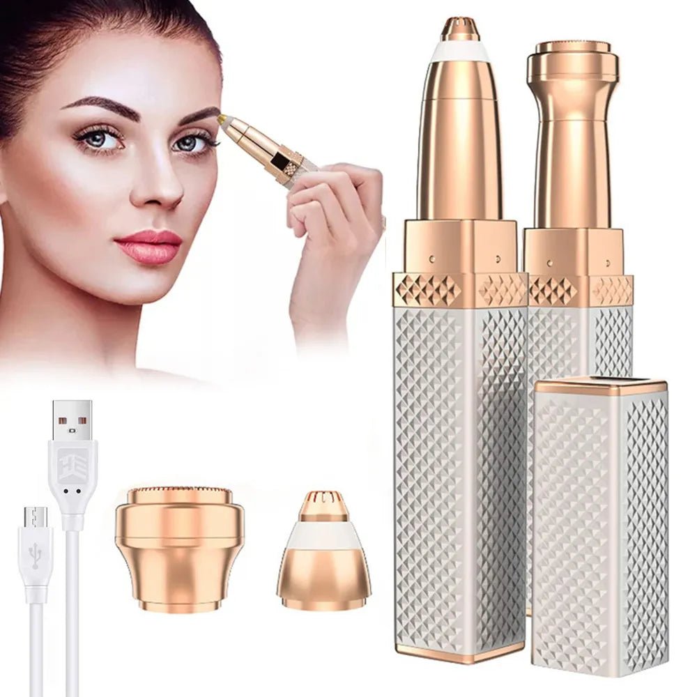2 - in - 1 Flawless Facial Hair Remover & Eyebrow Trimmer | USB Rechargeable, Painless & Portable | Random Color - Flashkart Pakistan