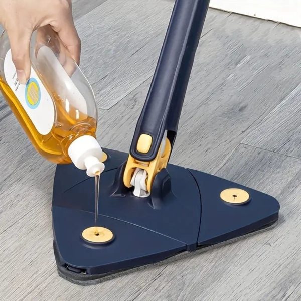 360 Twist Rotatable Mop | Extended Triangle Auto Squeeze Long Handle Mop 360 Twist Squeeze Wringing X - type Window Glass Toilet Bathroom Floor Household Cleaning Ceiling Dusting - Flashkart Pakistan
