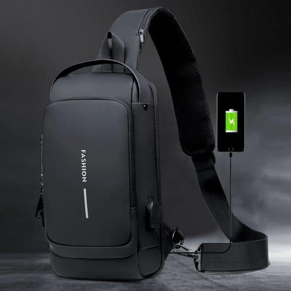 Black | Multifunction Anti - Theft USB Charging Crossbody Shoulder Bag | Stylish, Secure, and Ready for Adventures - Flashkart Pakistan