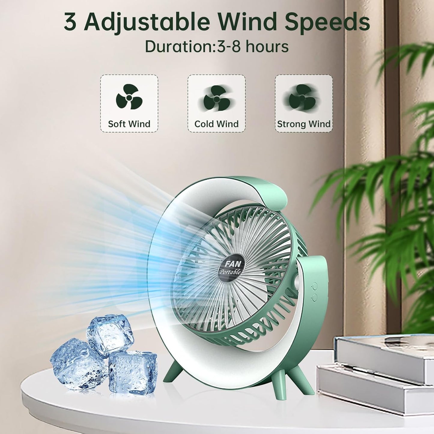 Colorful Desktop Fan | USB Rechargeable, Silent, 3 - Speed with LED Ambient Light - Flashkart Pakistan