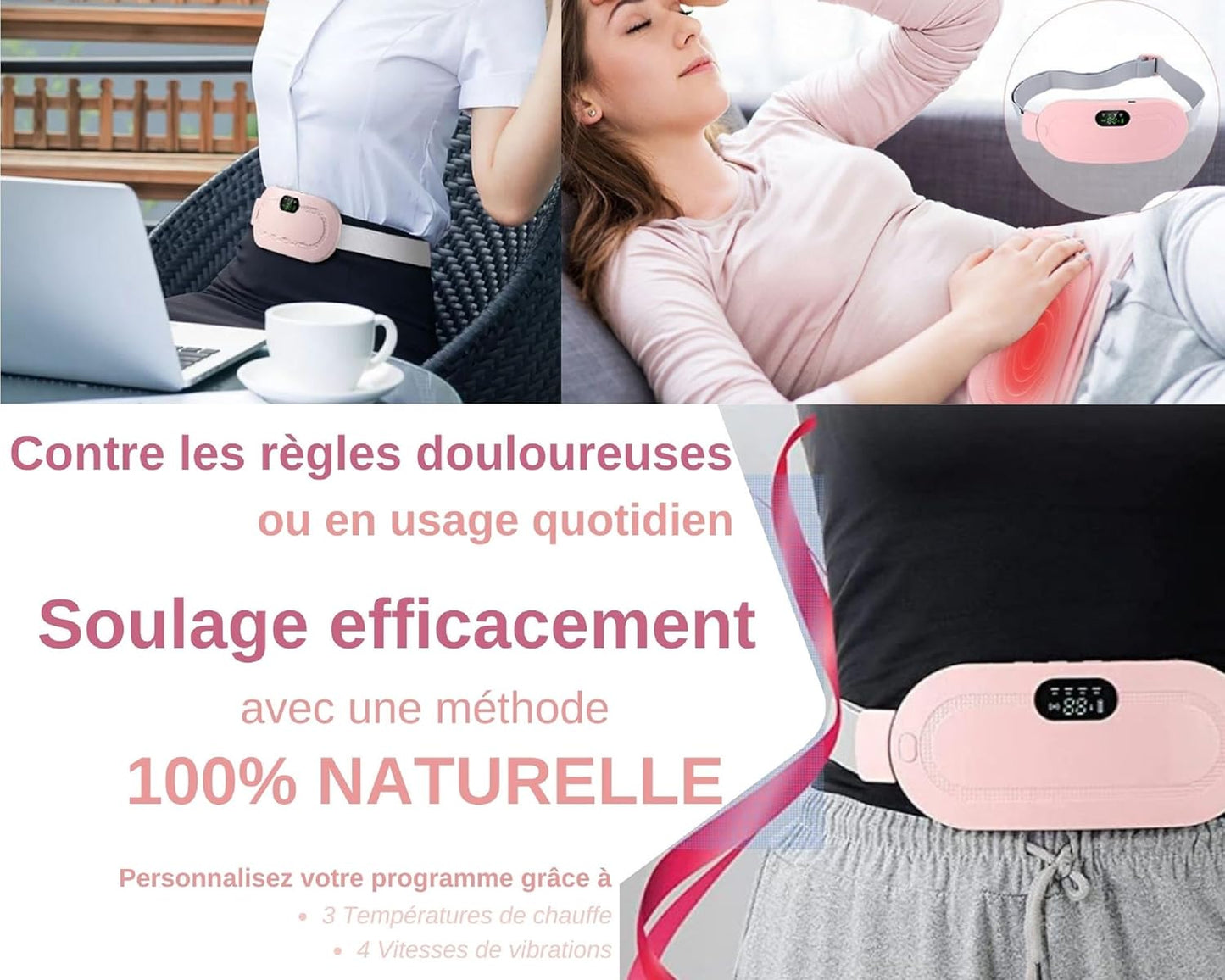 Digital Period Heating Pad & Vibrating Belt | 3 Heat Levels, 4 Massage Modes – Fast Relief for Menstrual Cramps - Flashkart Pakistan