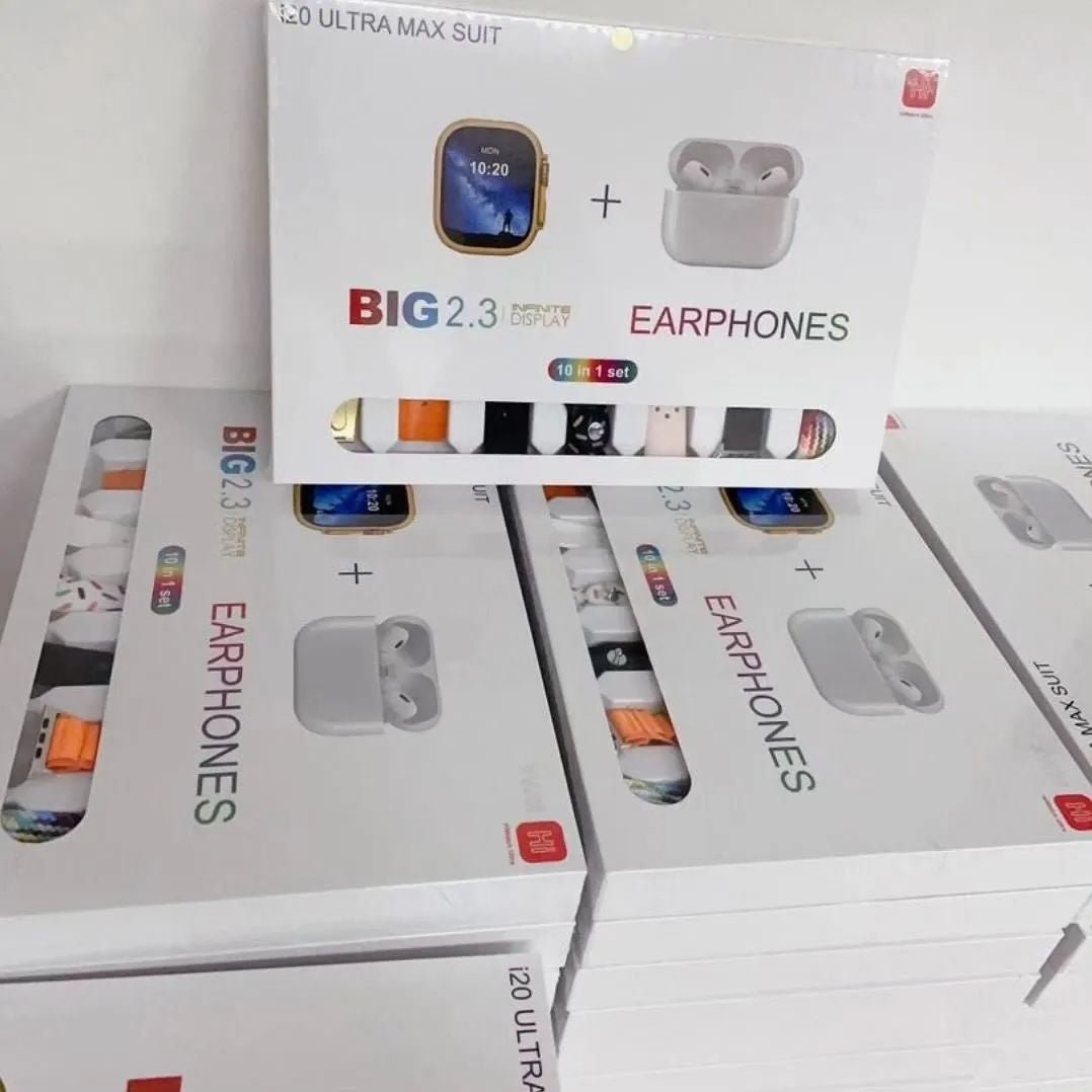 i20 Ultra Max Suit Smartwatch & Earbuds Combo – 10 - in - 1 Set with 7 Straps| Random - Flashkart Pakistan