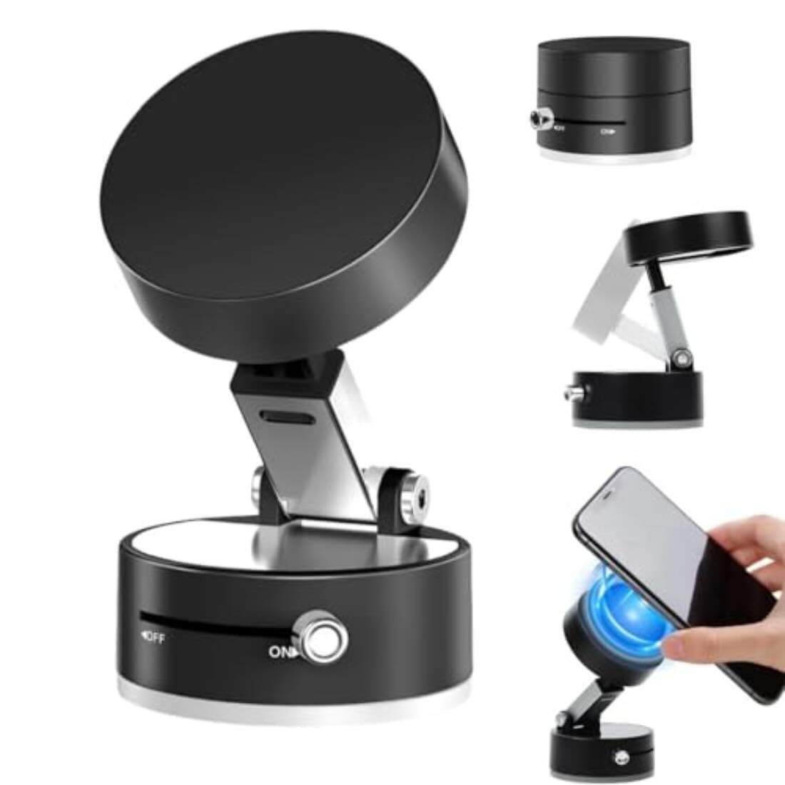 Magnetic Wireless Phone Holder with Vacuum Suction Cup | Foldable, Strong Magnetic Grip for Maximum Phone Security - Flashkart Pakistan