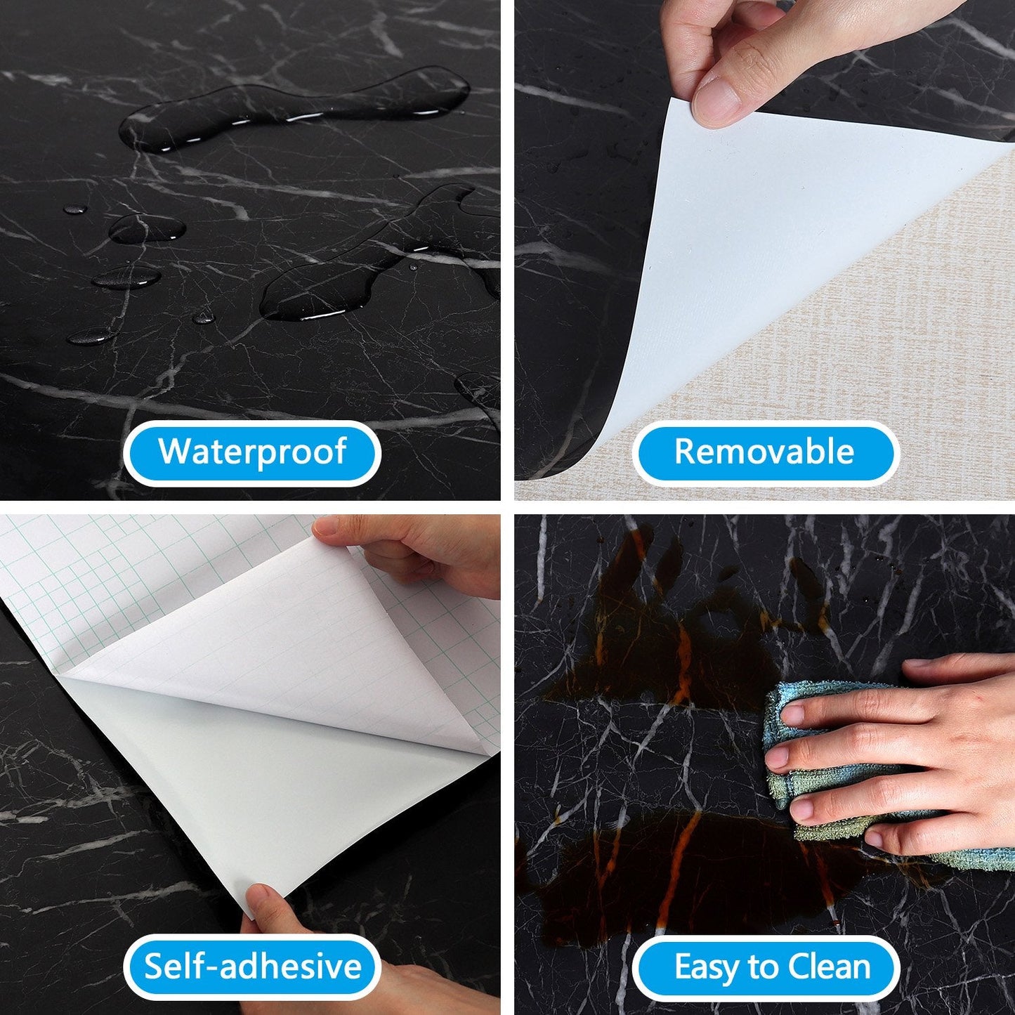 Marble Sheet Sticker | Black & Grey | 60 x 200 cm - Flashkart Pakistan
