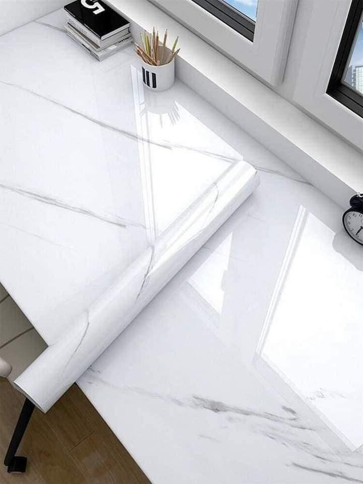 Marble Sheet Sticker | White & Grey | Best Quality | 60 x 200 cm - Flashkart Pakistan