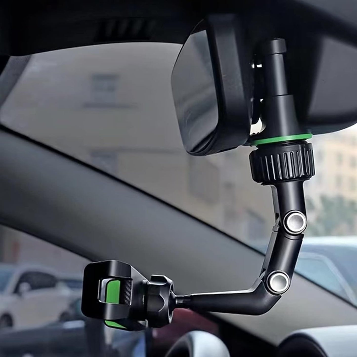 Mobile Stand High Quality | 360° Universal Car Rearview Mirror Phone Holder | Secure & Adjustable Mount - Flashkart Pakistan