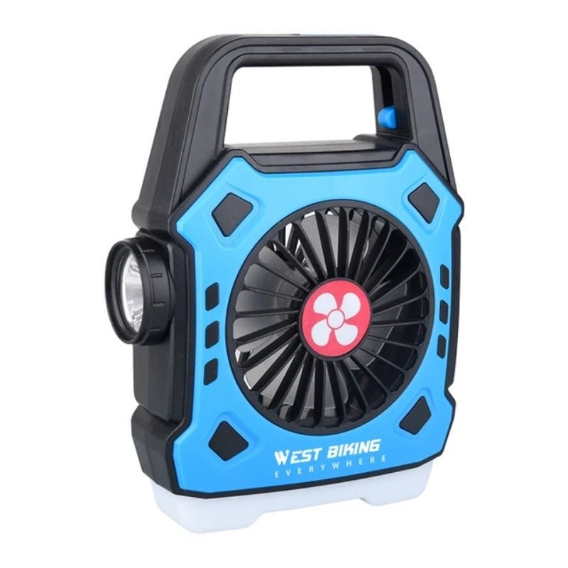 Multipurpose Rechargeable Desk & Camping Fan with LED Light, Flashlight & Power Bank – For Home, Travel & Outdoor Use | Random Color - Flashkart Pakistan