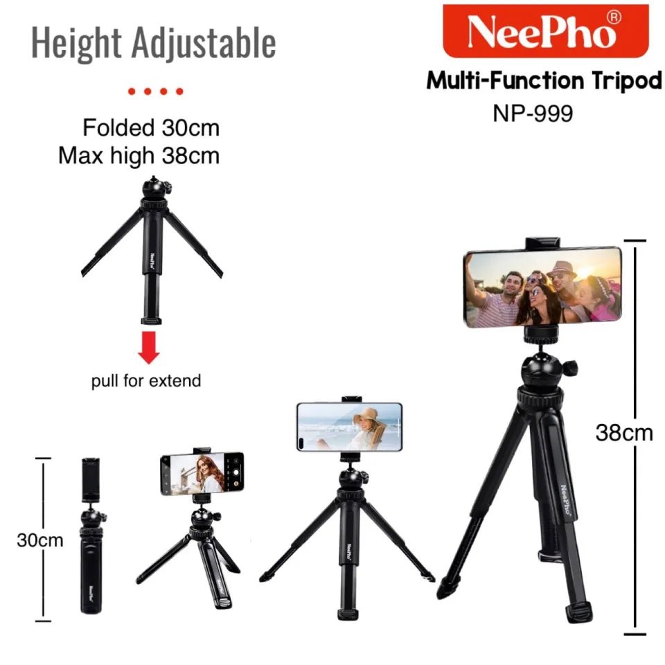 Nepho NP - 999 Tripod Stand & Extendable Selfie Stick | Your Ultimate Photography Companion - Flashkart Pakistan