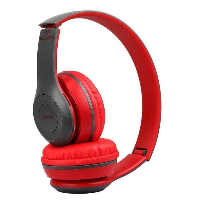 P47 Wireless Headphones | Bluetooth Foldable Headset with Microphone Support FM Radio TF for PC TV Smart Phones & Tablets - Flashkart Pakistan