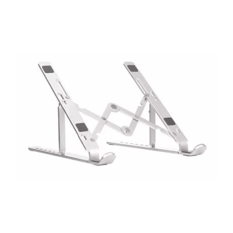 Premium Aluminum Foldable Laptop Stand | Sturdy, Adjustable & Portable | Silver & Black - Flashkart Pakistan