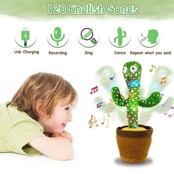 Rechargeable Dancing Cactus Toy with Hat | Interactive Singing & Talking Plush for Toddlers and Kids - Flashkart Pakistan