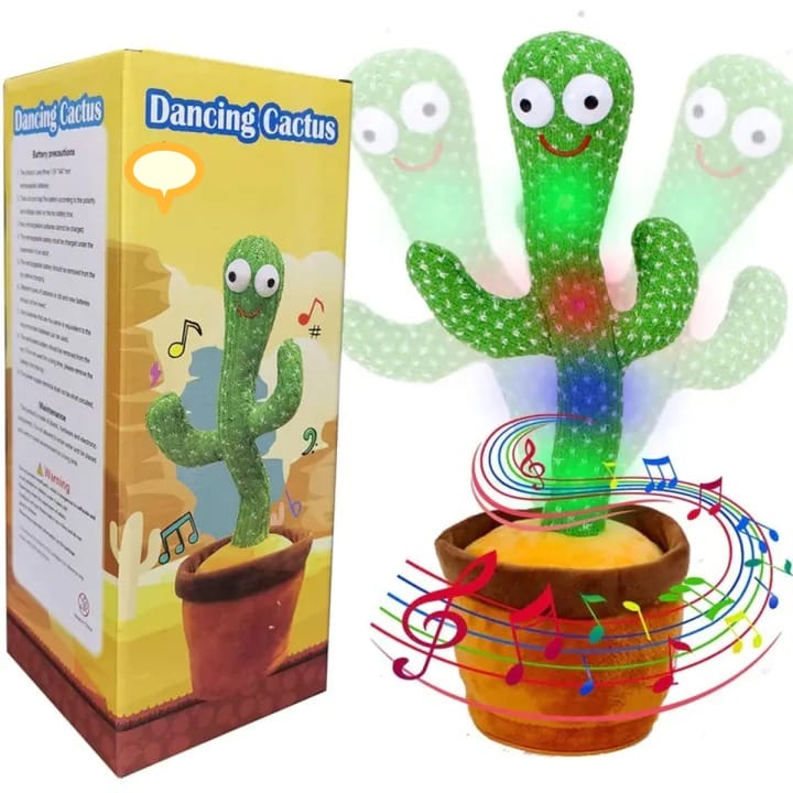 Rechargeable Dancing Cactus Toy with Hat | Interactive Singing & Talking Plush for Toddlers and Kids - Flashkart Pakistan