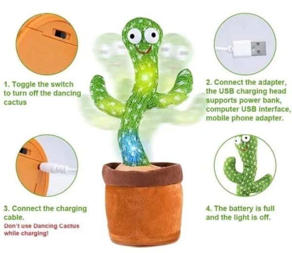 Rechargeable Dancing Cactus Toy with Hat | Interactive Singing & Talking Plush for Toddlers and Kids - Flashkart Pakistan