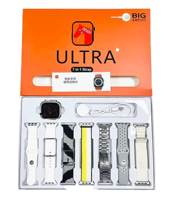 Ultra 7 in 1 Smart Watch | 7 Pairs of Straps - Flashkart Pakistan