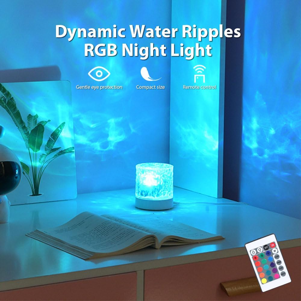 Water Ripple Lamp | 16 - Color Rotating Night Light - Flashkart Pakistan