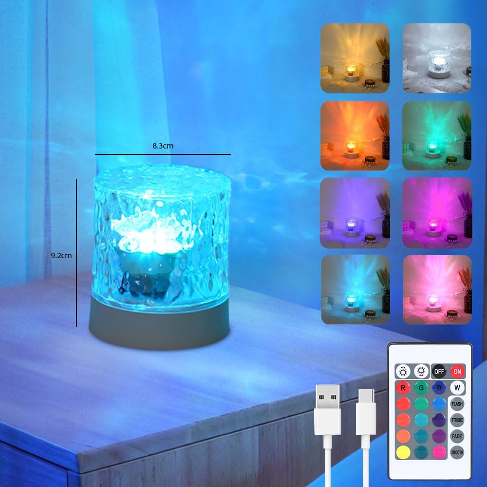 Water Ripple Lamp | 16 - Color Rotating Night Light - Flashkart Pakistan
