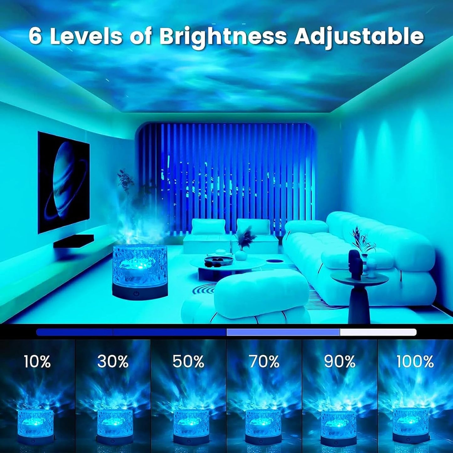 Water Ripple Lamp | 16 - Color Rotating Night Light - Flashkart Pakistan