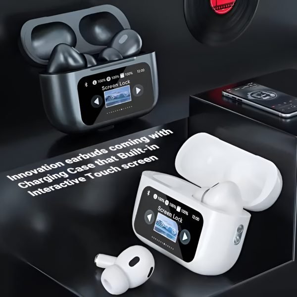 White A9 Pro ANC AirPods with Screen | Bluetooth 5.4 - Flashkart Pakistan
