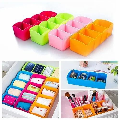 1 Pcs 5 Grid Multipurpose Divider Storage Box | Random Colors - Flashkart Pakistan