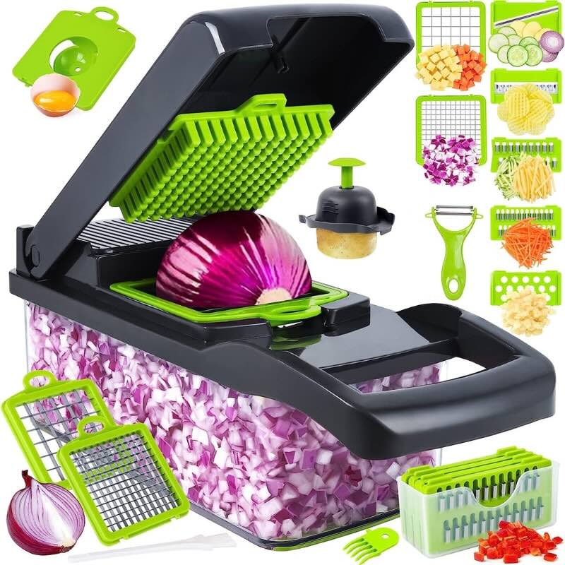 16 - in - 1 High - Quality Mandoline Slicer & Vegetable Chopper | Multifunctional Food Cutter, Grater & Shredder for Kitchen - Flashkart Pakistan