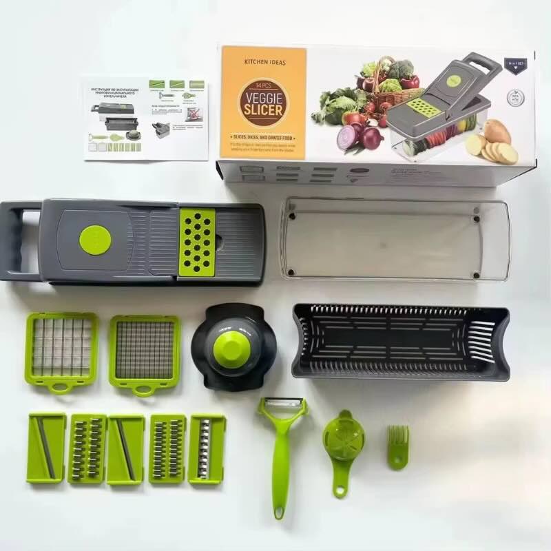 16 - in - 1 High - Quality Mandoline Slicer & Vegetable Chopper | Multifunctional Food Cutter, Grater & Shredder for Kitchen - Flashkart Pakistan