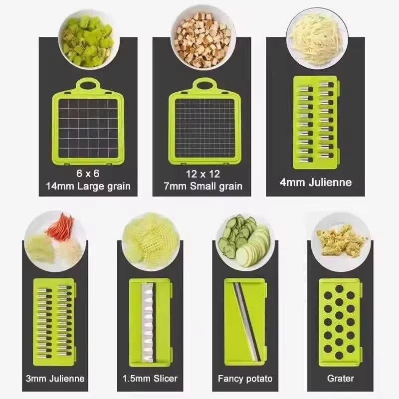 16 - in - 1 High - Quality Mandoline Slicer & Vegetable Chopper | Multifunctional Food Cutter, Grater & Shredder for Kitchen - Flashkart Pakistan