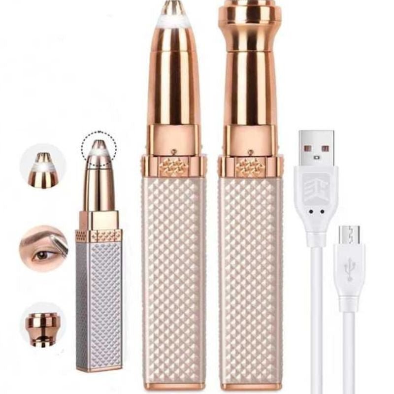 2 - in - 1 Flawless Facial Hair Remover & Eyebrow Trimmer | USB Rechargeable, Painless & Portable | Random Color - Flashkart Pakistan