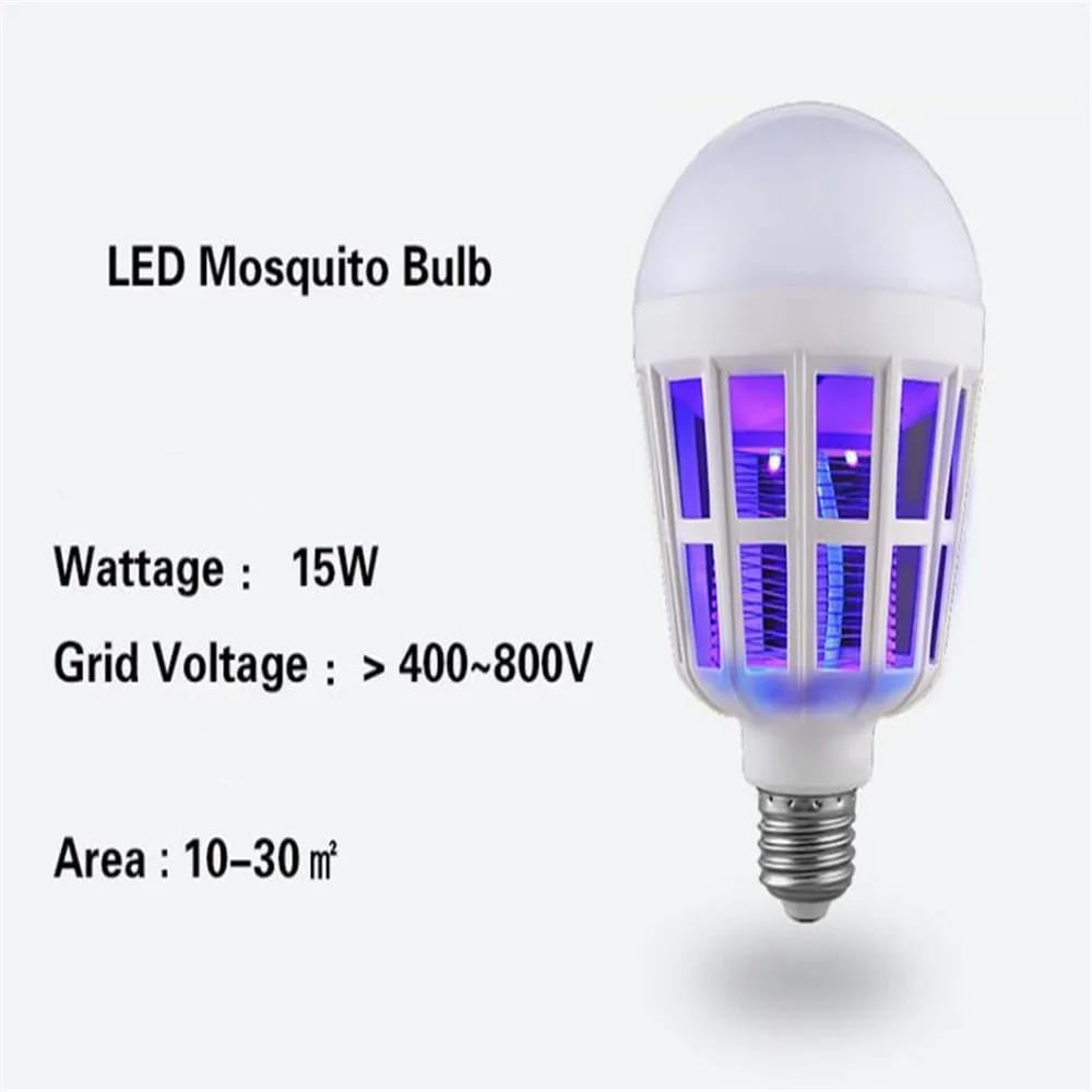 2 - in - 1 LED Mosquito Killer Bulb | 15W Insect Zapper Light | Silent, Odorless, Energy Saving - Flashkart Pakistan