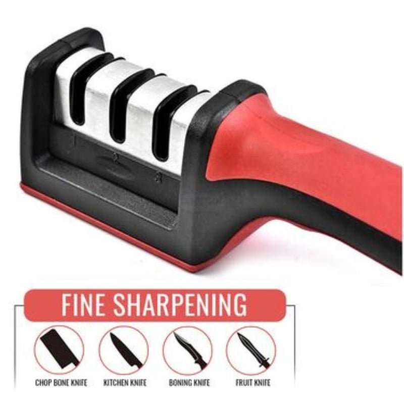 3 - in - 1 Knife Sharpener Set with Ceramic Peeler | 3 - Stage Blade Sharpener & Non - Slip Handle - Flashkart Pakistan