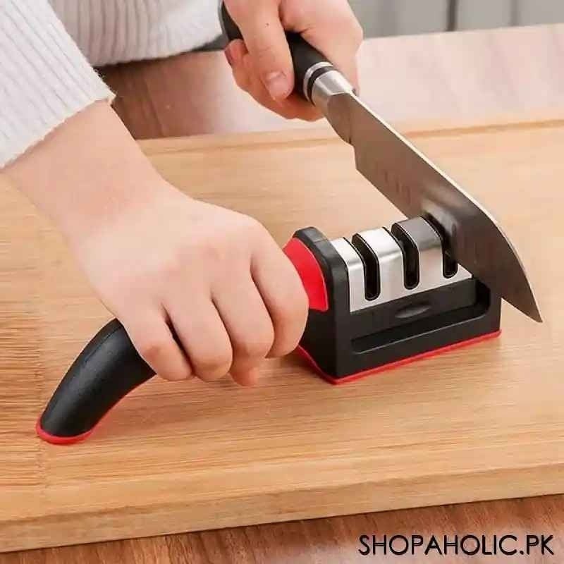 3 - in - 1 Knife Sharpener Set with Ceramic Peeler | 3 - Stage Blade Sharpener & Non - Slip Handle - Flashkart Pakistan