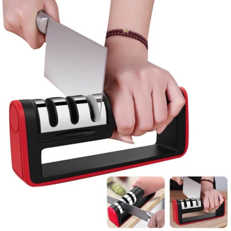 3 - in - 1 Knife Sharpener Set with Ceramic Peeler | 3 - Stage Blade Sharpener & Non - Slip Handle - Flashkart Pakistan