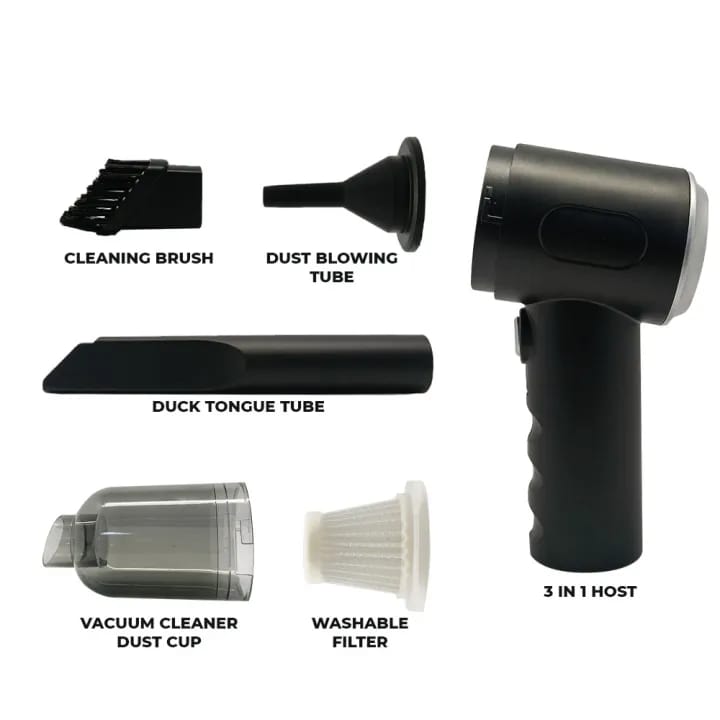 3 In 1 Portable Vacuum Cleaner Duster Blower | Air Pump Wireless Hand - held Cleaning For Car Home - Flashkart Pakistan