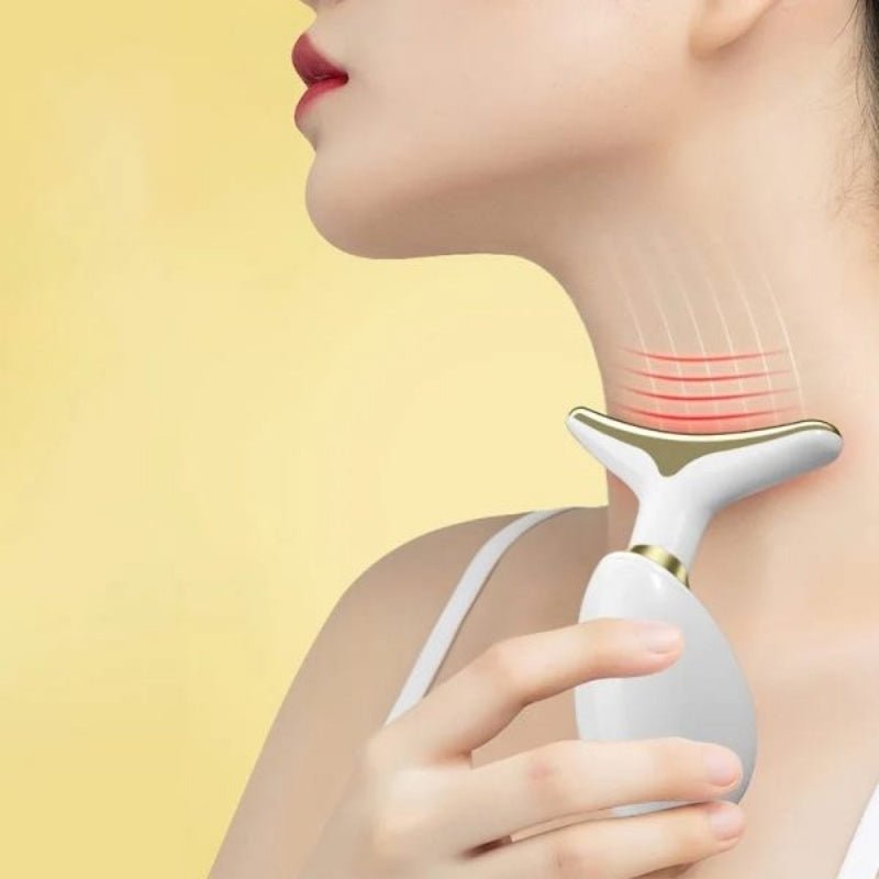 3 - in - 1 Rechargeable Face and Neck Massager with Red Light Therapy and Microcurrent for Skin Lifting and Anti - Wrinkle Care | Random Color - Flashkart Pakistan
