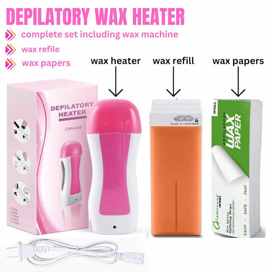 3 - in - 1 Wax Heater Machine for Hair Removal | Wax Heater Machine + Wax Cartrdige + Wax Strips | Portable Cartridge Wax Warmer with Epilators - Flashkart Pakistan