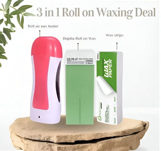 3 - in - 1 Wax Heater Machine for Hair Removal | Wax Heater Machine + Wax Cartrdige + Wax Strips | Portable Cartridge Wax Warmer with Epilators - Flashkart Pakistan