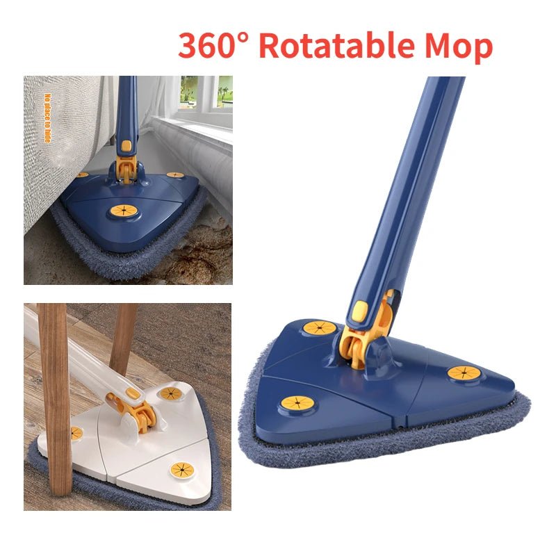 360 Twist Rotatable Mop | Extended Triangle Auto Squeeze Long Handle Mop 360 Twist Squeeze Wringing X - type Window Glass Toilet Bathroom Floor Household Cleaning Ceiling Dusting - Flashkart Pakistan