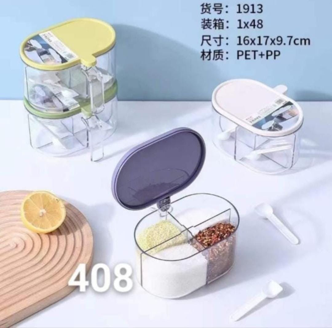 4 Compartments Spice Box | Masala Box for Kitchen | Plastic Spice Container | Leak Proof & Reusable for Nuts, Grain And Spices, Kitchen Organizers - Flashkart Pakistan