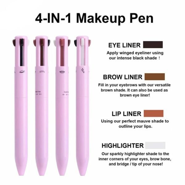 4 - in - 1 Makeup Pen: Waterproof Eyeliner, Brow Pencil, Highlighter & Shadow Stick - Flashkart Pakistan