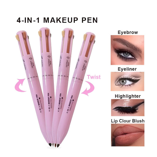 4 - in - 1 Makeup Pen: Waterproof Eyeliner, Brow Pencil, Highlighter & Shadow Stick - Flashkart Pakistan