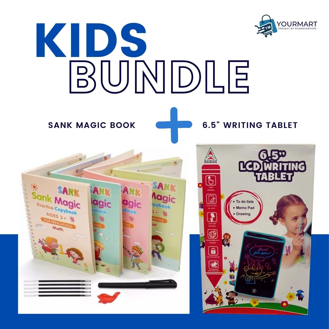 4 - in - 1 Sank Magic Book Practice + 6.5 - Inch Multi - Color LCD Electronic Writing Tablet | Premium Quality - Flashkart Pakistan