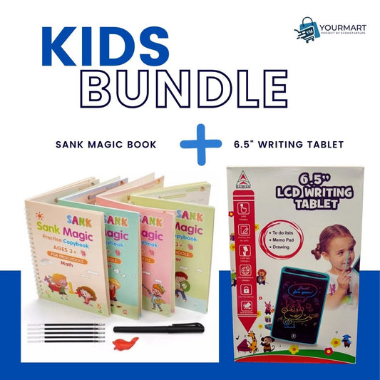 4 - in - 1 Sank Magic Book Practice + 6.5 - Inch Multi - Color LCD Electronic Writing Tablet | Premium Quality - Flashkart Pakistan
