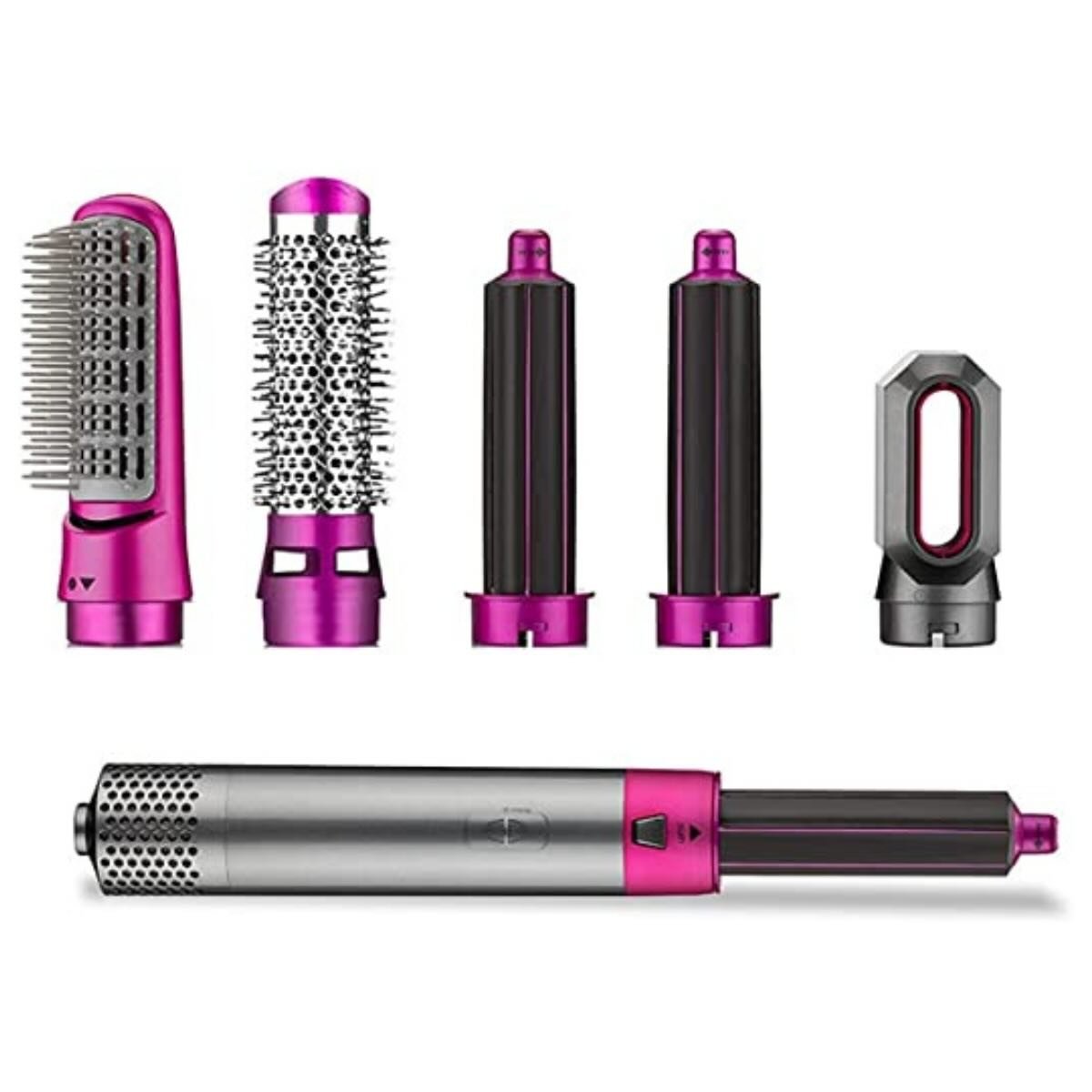 5 - in - 1 Electric Hair Dryer Brush Kit I Blow Dryer, Straightener, Curler & Volumizer (Random Color) - Flashkart Pakistan