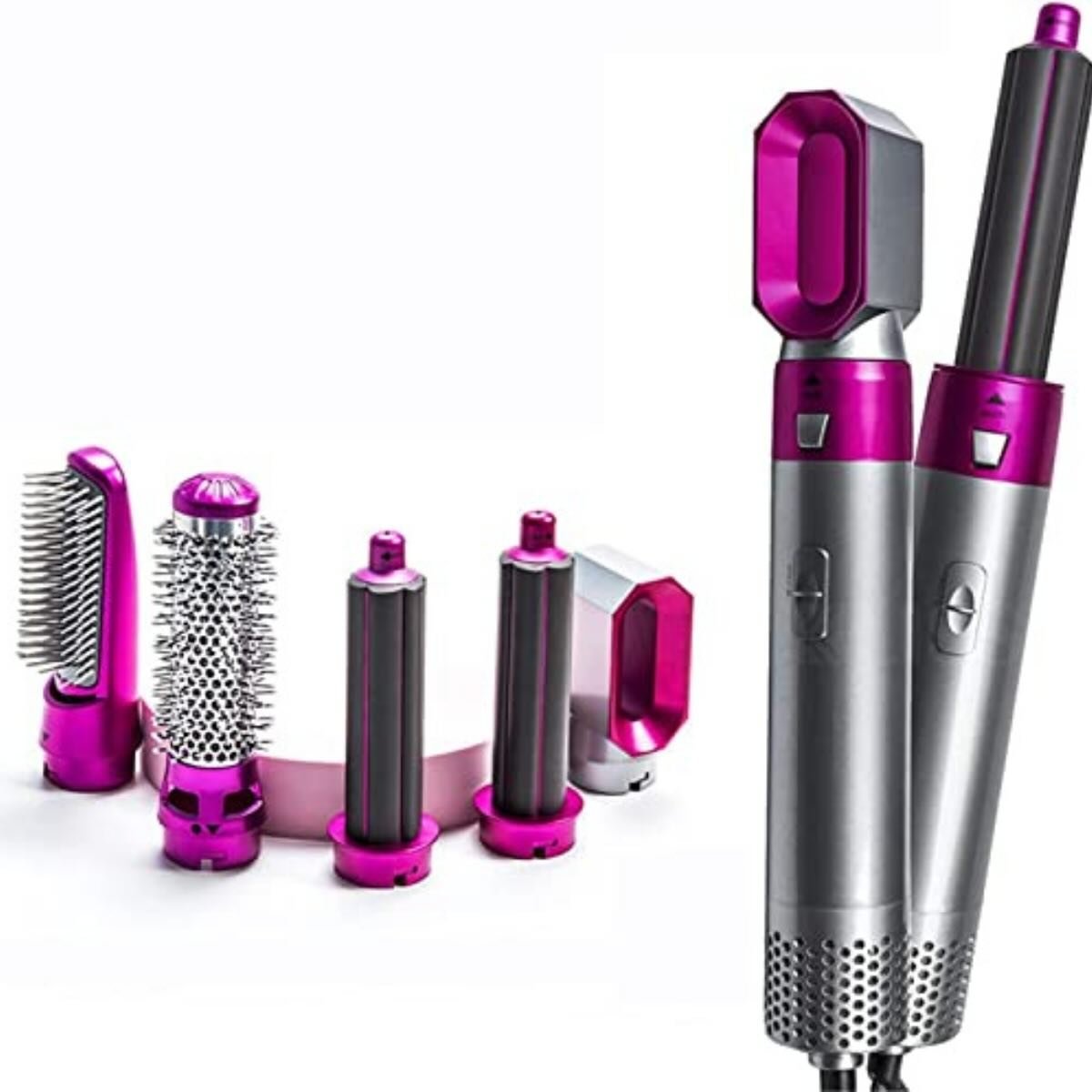 5 - in - 1 Electric Hair Dryer Brush Kit I Blow Dryer, Straightener, Curler & Volumizer (Random Color) - Flashkart Pakistan